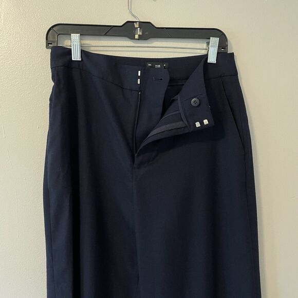 Women’s Club Monaco Wool Blend Navy Delaynee Wide Leg Trouser Sz 6 - Picture 5 of 7